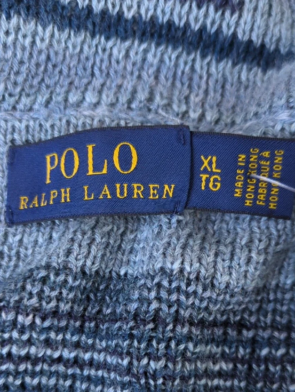 Ralph Lauren Cozy Blue Geometric Button-Front Sweater